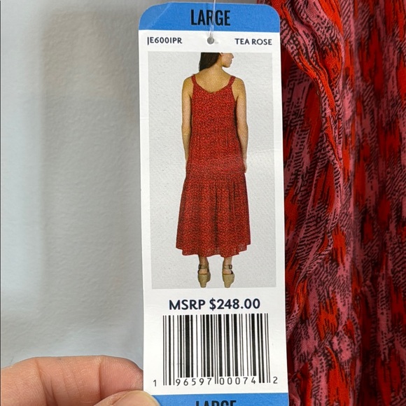 Joie Red Dress Red/Pink Sundress‎ Pleated 100% Cotton in Size L  NWT - Picture 10 of 10